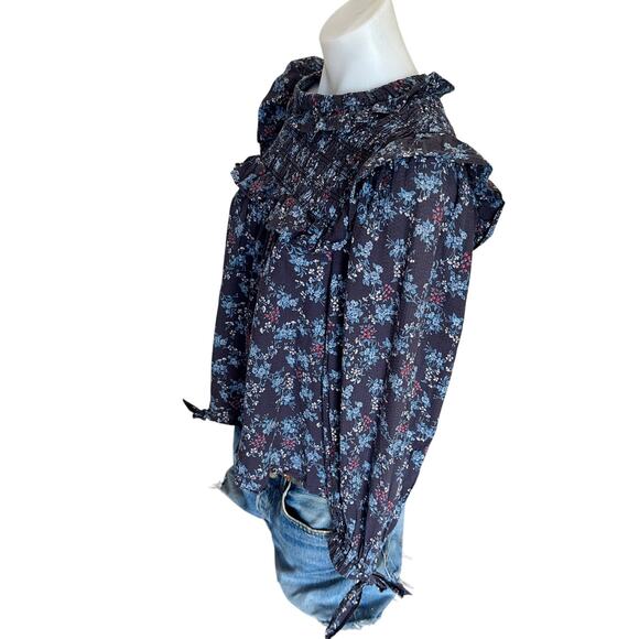 EUC Sea New York TILLY Floral Smocked Blouse, Large - Picture 9 of 10